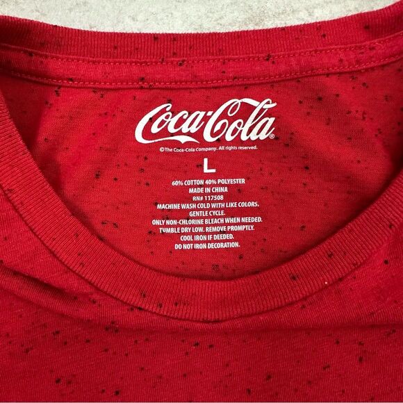 Coca Cola Men's Cotton Poly Speckle Logo Casual Streetwear Red T-Shirt Size L - Picture 7 of 7